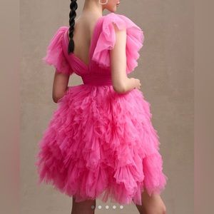 Mac Duggal Ruffled A-Line Flutter-Sleeve
Mini Dress